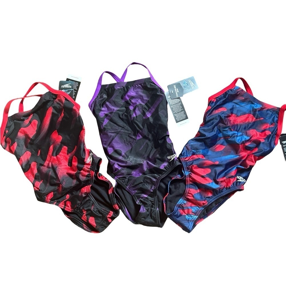 Bundle Set of 3 Speedo Women’s one Piece Crossback size 24 all New With Tags